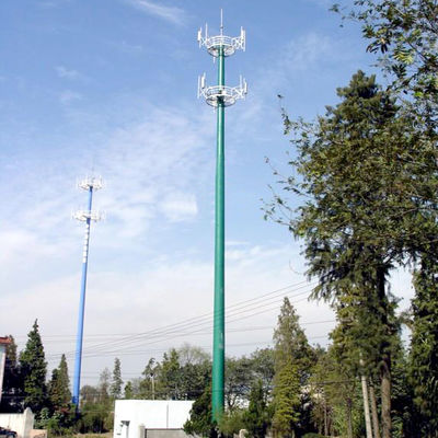 High Mast Telecom Mobile Telephone Masts 60m Galvanized Steel Pole